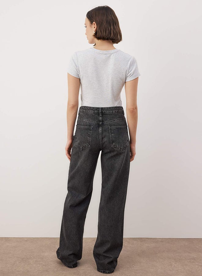 trendyol Black More Sustainable High Waist Wide Leg Wide Leg Jeans - Image 4
