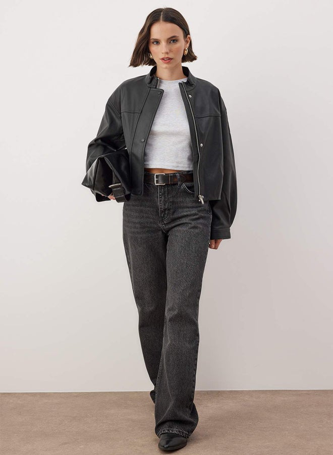 trendyol Black More Sustainable High Waist Wide Leg Wide Leg Jeans - Image 1