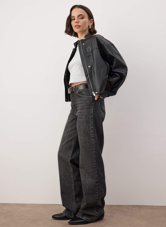 trendyol Black More Sustainable High Waist Wide Leg Wide Leg Jeans - Image 2