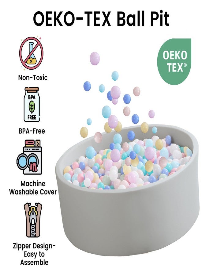Zedachica Ball Pit for Toddlers 35.43''x11.81 Baby Ball Pits Soft Memory Foam Ball Pit Round Kids Ball Pit Indoor Game Kids Play Ball Pool Ideal Gift for Girls and Boys (Grey, NO Balls) - Image 5