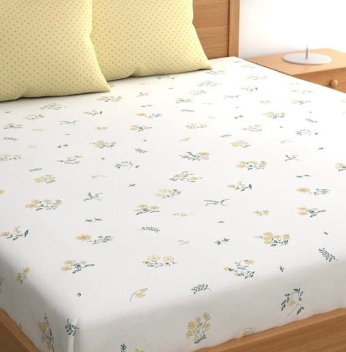 Star Beddings Kiara Premium All Around Elastic Fitted King Size Bed Sheet Set fits up to 8 inches Mattress with 2 Pillow Covers White Flora  - Image 2