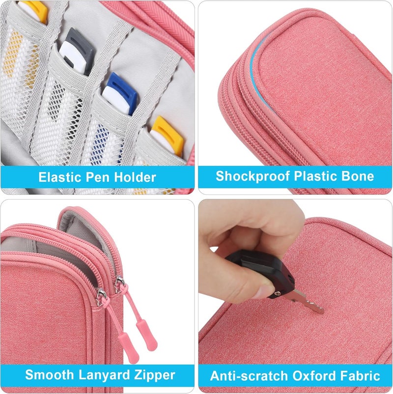 USB Flash Drive Case Thumb Drive Holder Case Organizer Portable Electronic Accessories Storage Bag for SanDisk/SamData/Samsung USB Flash Drives Jump Drive Memory Stick, SD Card, Cable, Pink - Image 4