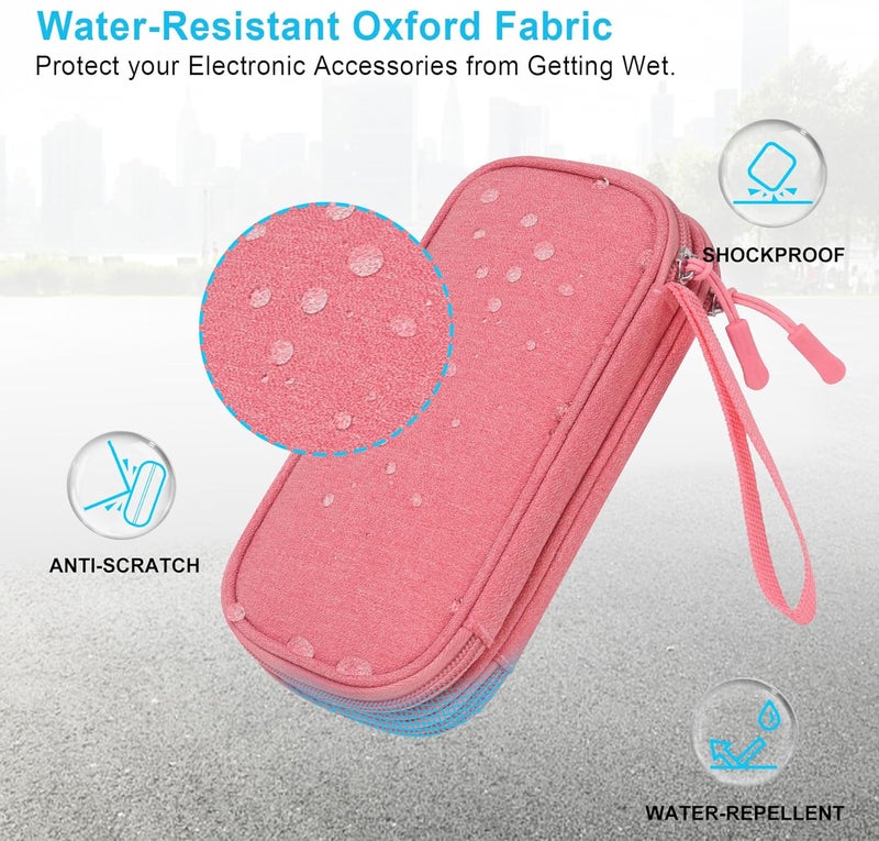 USB Flash Drive Case Thumb Drive Holder Case Organizer Portable Electronic Accessories Storage Bag for SanDisk/SamData/Samsung USB Flash Drives Jump Drive Memory Stick, SD Card, Cable, Pink - Image 3