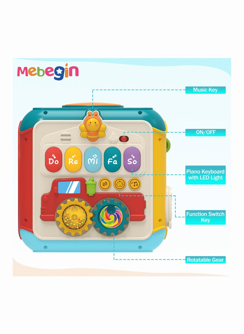 MEBEGIN - 7-in-1 Montessori Toys, Musical Activity Cube, Toddler Developmental Educational Toy with Light and Music, Shape Sorting Cube Toy for Nurturing Children's Creativity and Imagination, 3 AA Batteries Required(Not Included) - Image 1