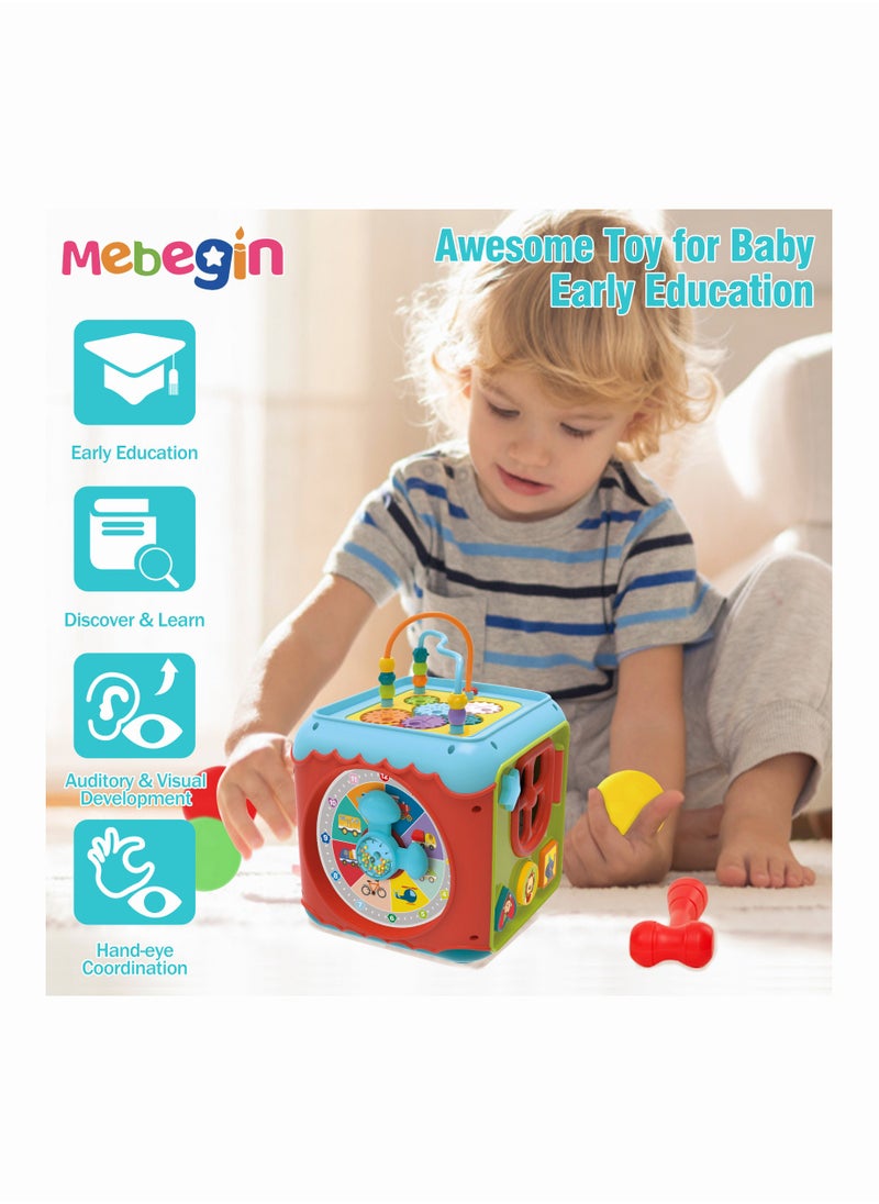 MEBEGIN - 7-in-1 Montessori Toys, Musical Activity Cube, Toddler Developmental Educational Toy with Light and Music, Shape Sorting Cube Toy for Nurturing Children's Creativity and Imagination, 3 AA Batteries Required(Not Included) - Image 1