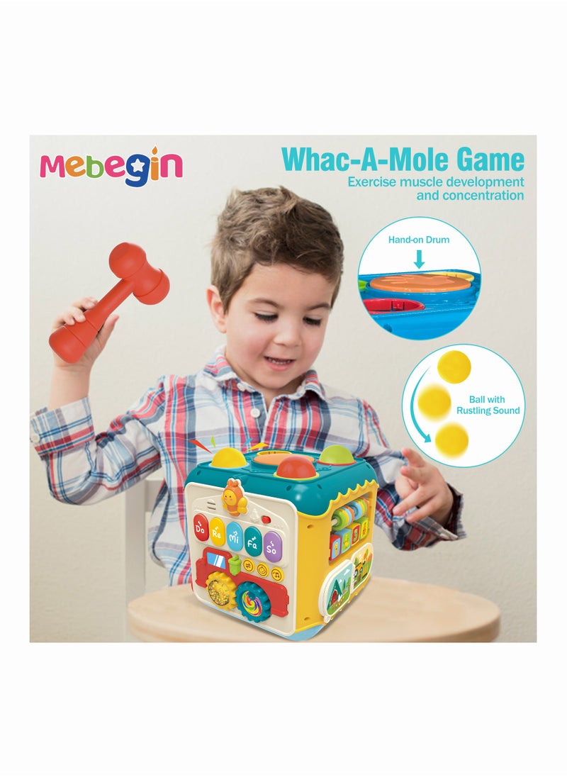 MEBEGIN - 7-in-1 Montessori Toys, Musical Activity Cube, Toddler Developmental Educational Toy with Light and Music, Shape Sorting Cube Toy for Nurturing Children's Creativity and Imagination, 3 AA Batteries Required(Not Included) - Image 1