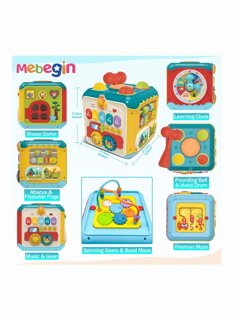 MEBEGIN - 7-in-1 Montessori Toys, Musical Activity Cube, Toddler Developmental Educational Toy with Light and Music, Shape Sorting Cube Toy for Nurturing Children's Creativity and Imagination, 3 AA Batteries Required(Not Included) - Image 1