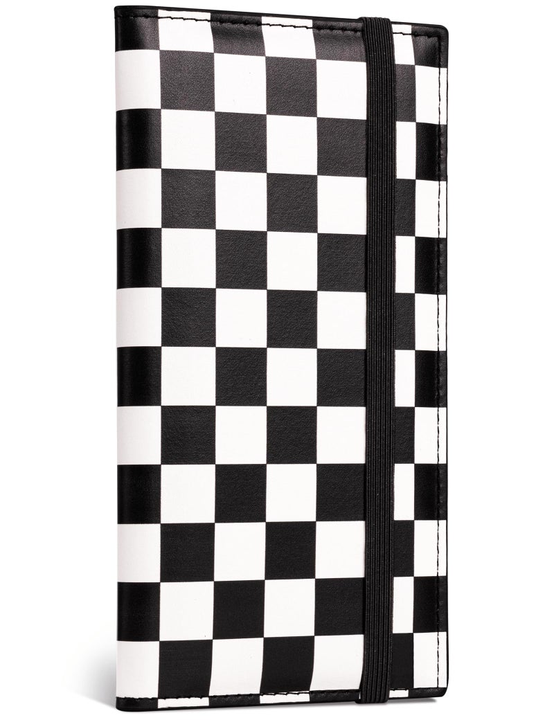 Zreal Checkbook Cover for Women & Men, Premium PU Leather RFID Blocking Check Book Cover for Duplicate Checks (Black White Checkered) - Image 1