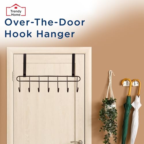 Senego by Trendy Home Over-The-Door Hook (Pack of 2) Heavy-Duty Over Door Hanger Holder for Coat Hanging, Robe, Hat, Clothes, Towels, Bathroom Organiser, Towel Rack, 7 Hooks, Matte Black - Image 2
