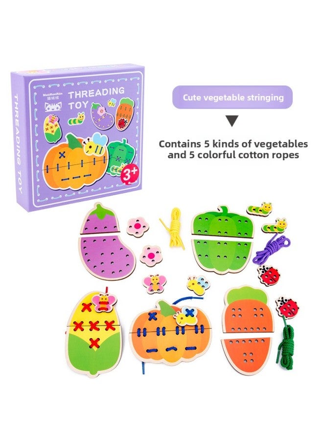 التعليم في مرحلة الطفولة المبكرة، لوحة خيوط الحيوانات، أحجية الصور المقطوعة، مكعبات البناء، التدريب على التنسيق بين اليد والعين، سلسلة حبل، ألعاب تعليمية - اللون: DQ- سلسلة نباتية رائعة 0.36 - Image 1