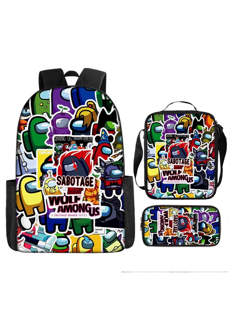Among Us Backpack For Primary And Secondary School Students Three-Piece Set 29*16*42cm