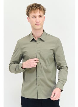 SELECTED Men Regular Fit Solid Long Sleeves Casual Shirt, Dark Green  - Image 1