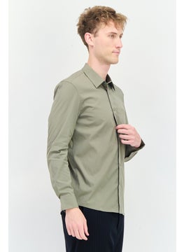SELECTED Men Regular Fit Solid Long Sleeves Casual Shirt, Dark Green  - Image 2