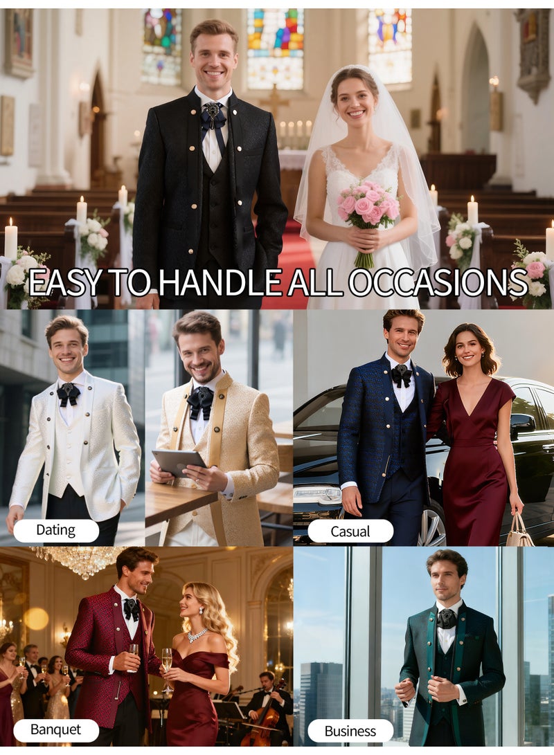 3 Pcs Men Suit Tuxedo Vest Pants Stand Collar Double Breasted Men Fashion Attire for Wedding Party Dinner Banquet - Image 4