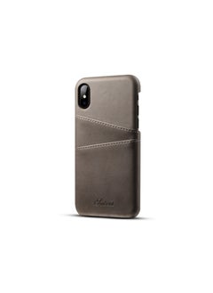 Vintage Card Small Cowhide Pattern For Iphone X Phone Case Protective Case For AppleXS Genuine Leather Business Phone Case-Color:Grey-Applicable Model:For Iphone 11 Pro Max