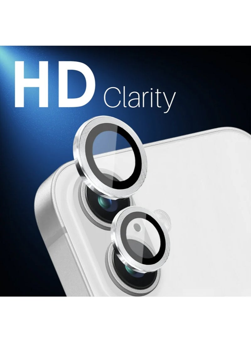 SNBFA Camera Lens Protector for iPhone 16 and iPhone 16 Plus , 9H Tempered Glass Metal Individual Ring Cover, HD Clear, 2 Pairs Silvery Titanium,2 Pairs - Image 5