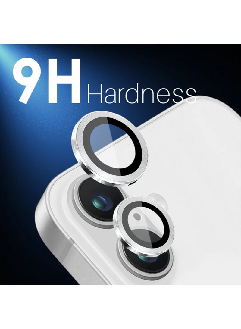 SNBFA Camera Lens Protector for iPhone 16 and iPhone 16 Plus , 9H Tempered Glass Metal Individual Ring Cover, HD Clear, 2 Pairs Silvery Titanium,2 Pairs - Image 3