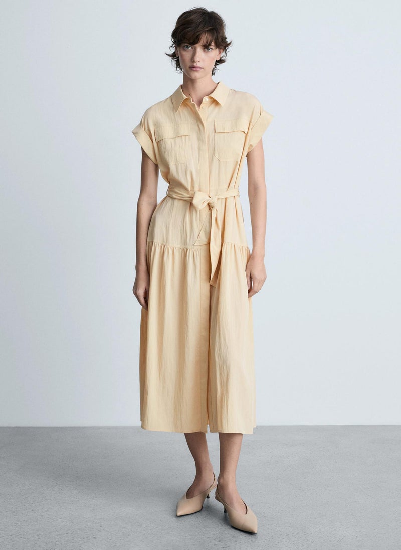 MANGO Belted Midi Dress  - Image 1