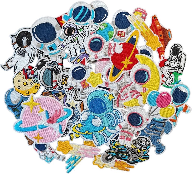 Luckam Astronaut Iron On Patches, 35PCS Space Embroidery Patches Sew On for Kids DIY Clothing Jackets Hats Bags - Image 1