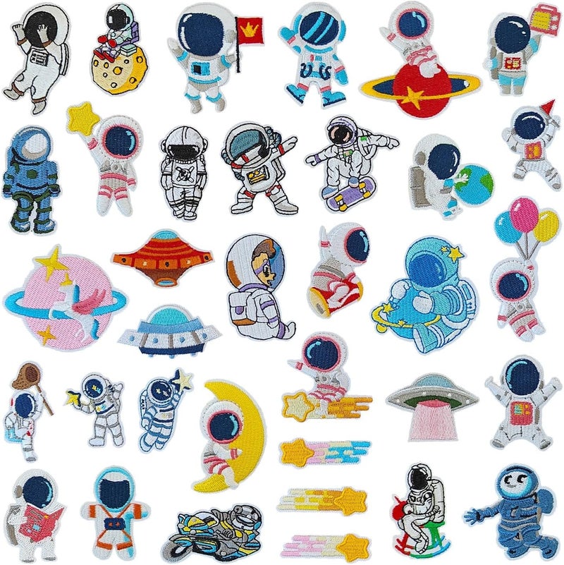 Luckam Astronaut Iron On Patches, 35PCS Space Embroidery Patches Sew On for Kids DIY Clothing Jackets Hats Bags - Image 3