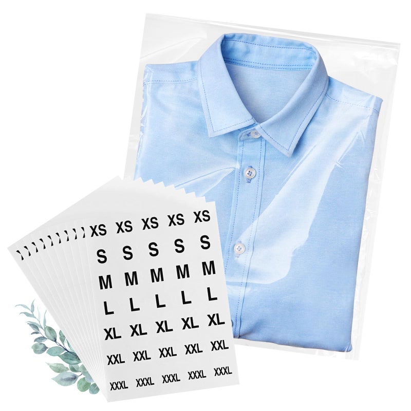 Lechay 100 Count T Shirt Bags, Cellophane Bags Clear Poly Bags Plastic Bags For Packing Clothing Self Sealing Bag With10 Pcs Size Stickers (9 * 12) - Image 1