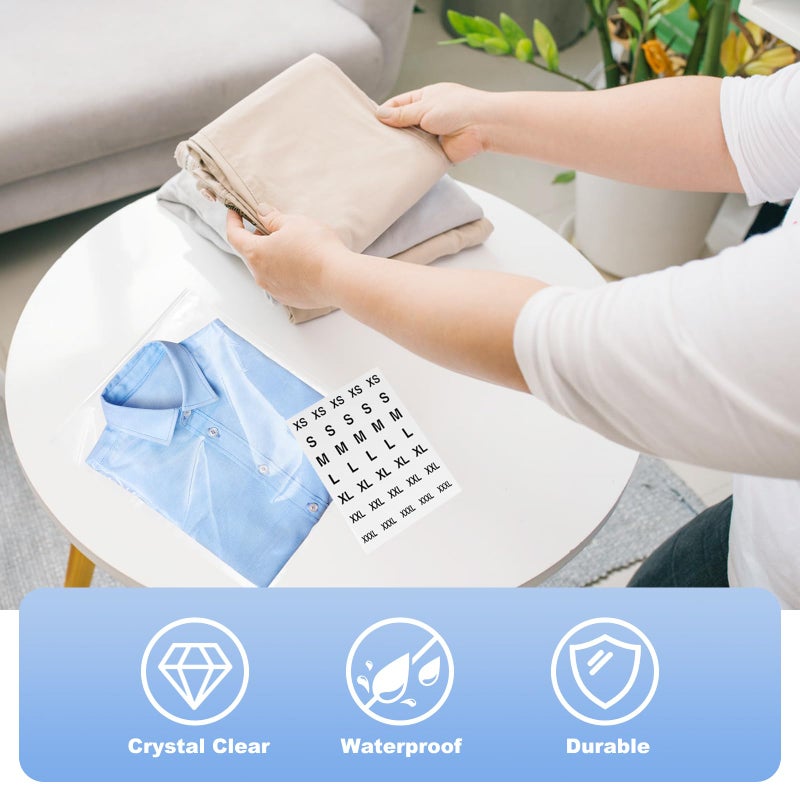 Lechay 100 Count T Shirt Bags, Cellophane Bags Clear Poly Bags Plastic Bags For Packing Clothing Self Sealing Bag With10 Pcs Size Stickers (9 * 12) - Image 5