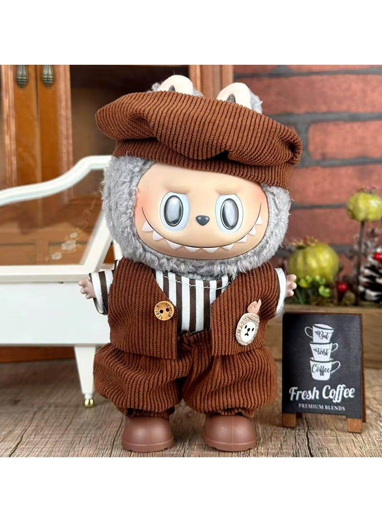 Labubu Doll Clothing Set, suitable for hanging plush dolls up to 17cm, interchangeable clothing for first, second, and third generation vinyl collectible dolls, durable and stylish accessories, suit