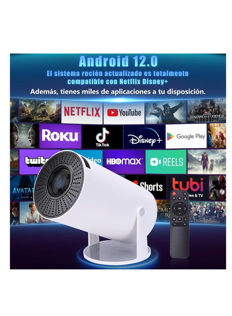 Portable Mini Projector with Android 12, Support 1080P Full HD Projector 200ANSI, with WiFi 6 and Bluetooth 5.0 Projectors Home Theater, Outdoor Cinema Projector, Support Mobile Phone Projection - Image 2