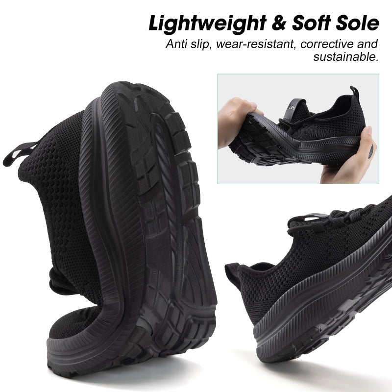 Zove Wide Toe Box Shoes Women Extra Wide Width Sneakers Ultra Light Road Running Shoes Non-Slip Tennis Sneakers Breathable Walking Athletic 8803 Full Black 40 - Image 5