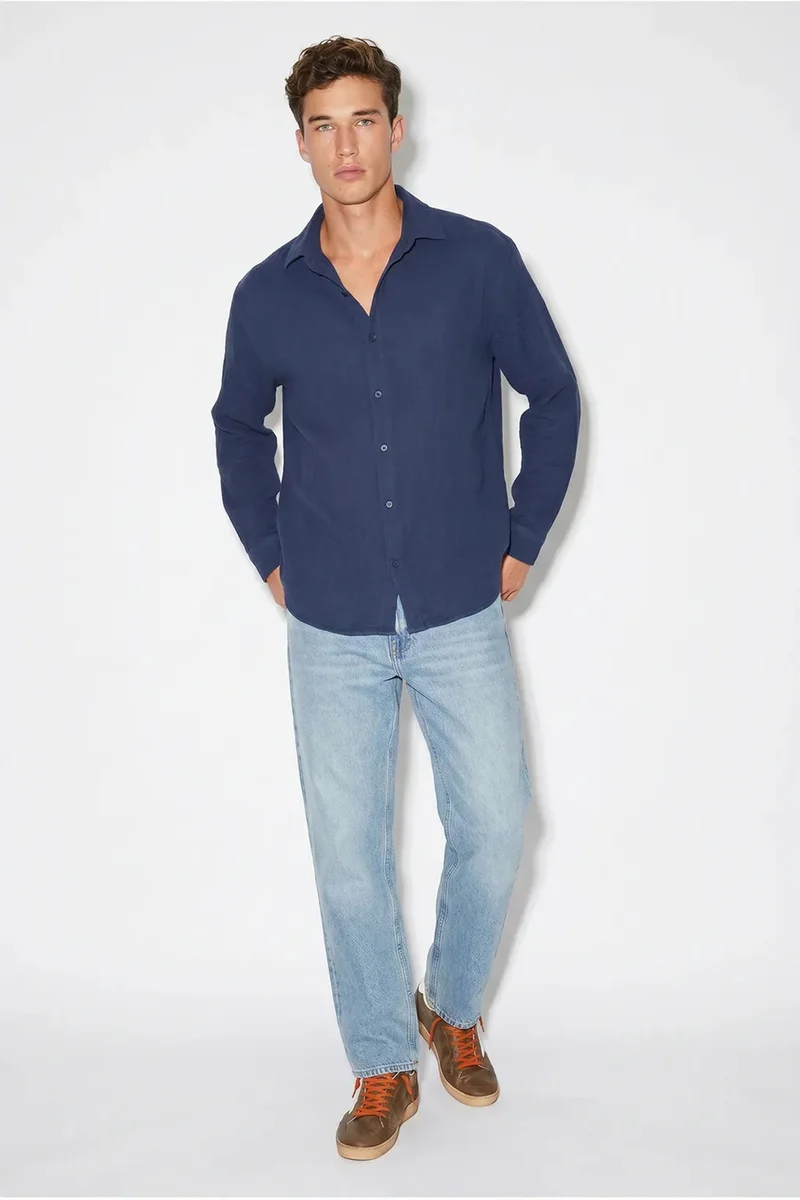 بيانكو لوتشي LUCCI Oversized Textured Button-Front Shirt