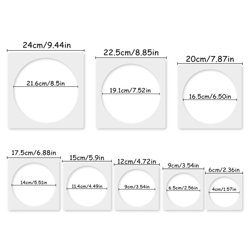 krastmon Round Stencil, 8 PCS Different Size Round Stencils, Template Stencil, Large Stencil for Spray Painting, Painting Template for Fabric Walls Arts Paper - Image 2