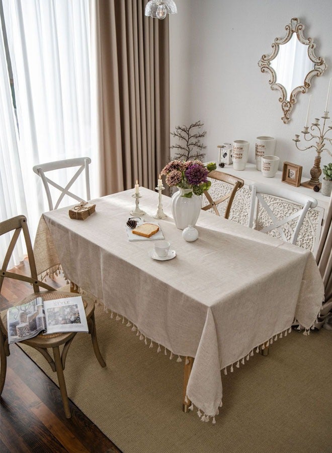 Table cloth Linen Fabric Table Cloth Washable Table Cover with Dust-Proof Wrinkle Resistant for Restaurant, Picnic, Indoor and Outdoor Dining140cm*200cm  - Image 1