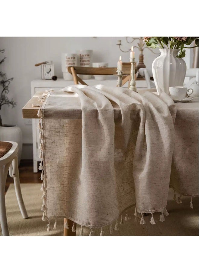 Table cloth Linen Fabric Table Cloth Washable Table Cover with Dust-Proof Wrinkle Resistant for Restaurant, Picnic, Indoor and Outdoor Dining140cm*200cm  - Image 2