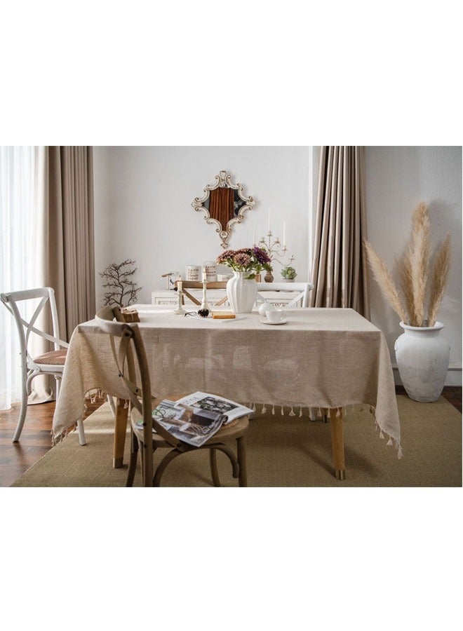 Table cloth Linen Fabric Table Cloth Washable Table Cover with Dust-Proof Wrinkle Resistant for Restaurant, Picnic, Indoor and Outdoor Dining140cm*200cm  - Image 3