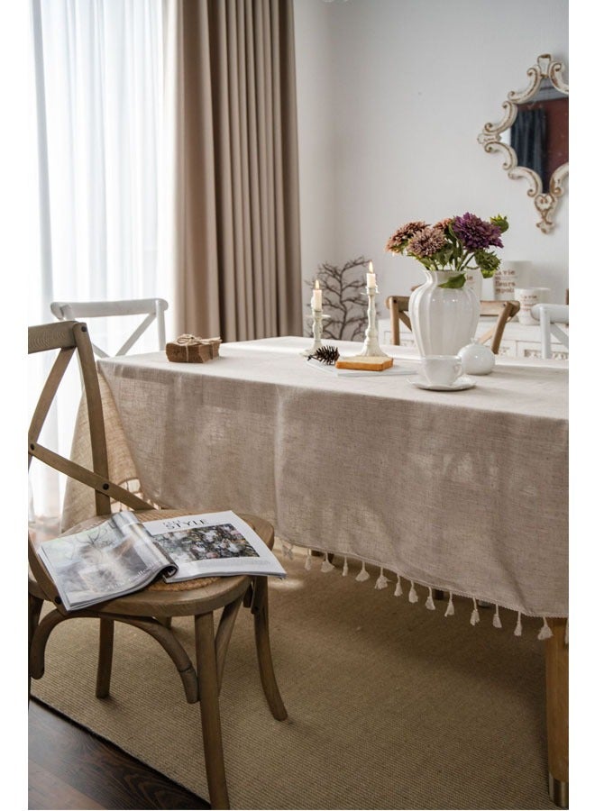 Table cloth Linen Fabric Table Cloth Washable Table Cover with Dust-Proof Wrinkle Resistant for Restaurant, Picnic, Indoor and Outdoor Dining140cm*200cm  - Image 4