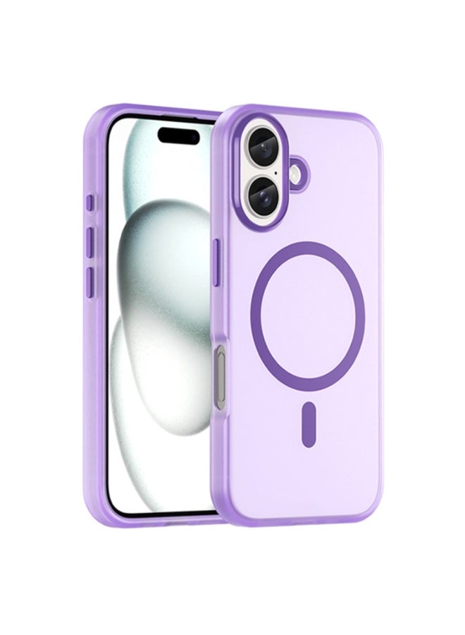 غطاء حماية خلفي مصنوع من البلاستيك المقوى مقاوم للسقوط متوافق مع هاتف أيفون 16 بلس - بنفسجي - Image 1