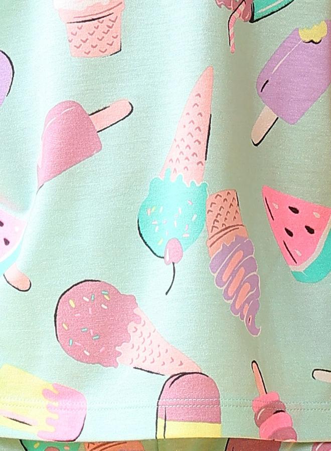 Anthrilo Girls Ice Cream Print Cotton T-Shirt and Shorts Set - Image 4