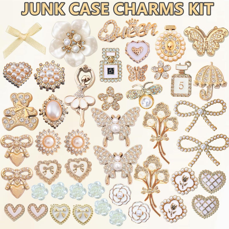 RoedCuoo Junk Case Charms,Big Junk Charms Bulk,Bling Flat Back Charm for Junk Socks,3D Flower Butterfly Charm for Phone Case,Junk Phone Case Kit,Customizing DIY Craft Accessories - Image 2