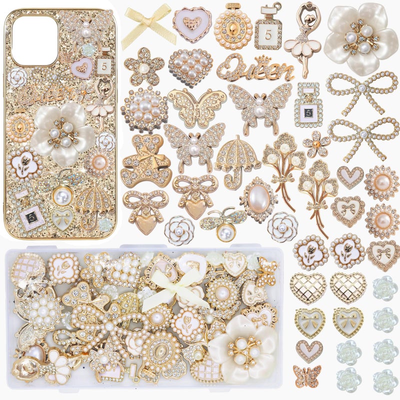 RoedCuoo Junk Case Charms,Big Junk Charms Bulk,Bling Flat Back Charm for Junk Socks,3D Flower Butterfly Charm for Phone Case,Junk Phone Case Kit,Customizing DIY Craft Accessories - Image 1