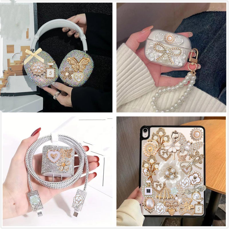 RoedCuoo Junk Case Charms,Big Junk Charms Bulk,Bling Flat Back Charm for Junk Socks,3D Flower Butterfly Charm for Phone Case,Junk Phone Case Kit,Customizing DIY Craft Accessories - Image 4