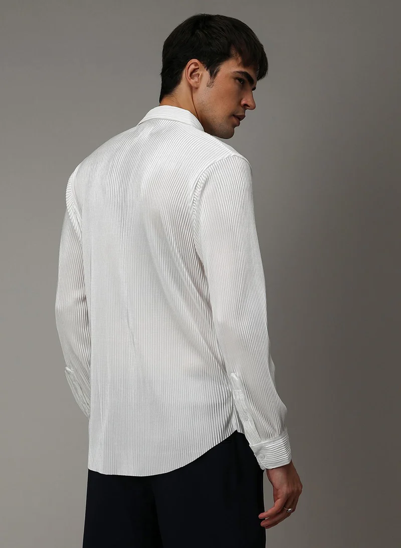 كامبوس سوترا Men's Chalk White Pleat-Creased Shirt