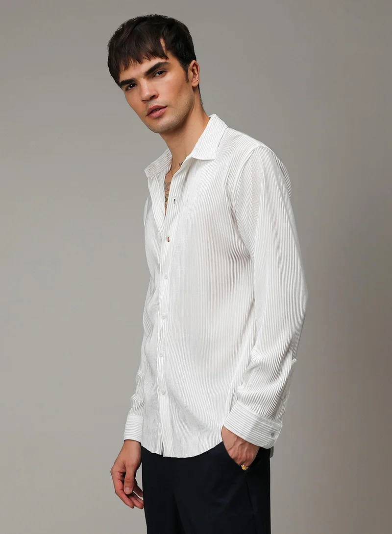 كامبوس سوترا Men's Chalk White Pleat-Creased Shirt