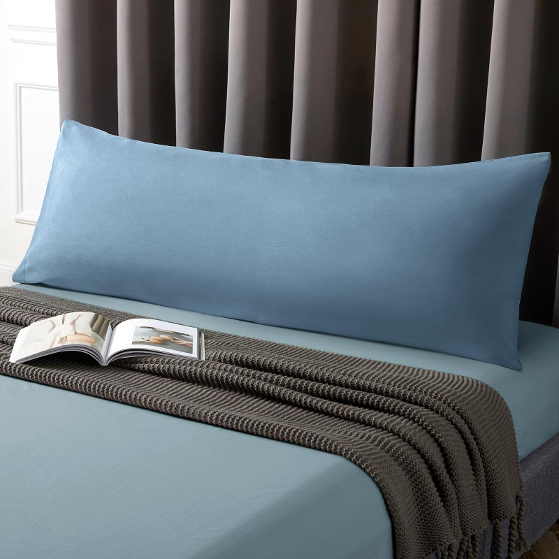 MILVOWOC 2Pcs Brushed Microfiber Body Pillowcases - 20 x 48 Inch  Slate Blue Pillow Case Set Non Slip Envelope Pillow Cover with Moisture Absorption and Anti-Wrinkle - Image 2