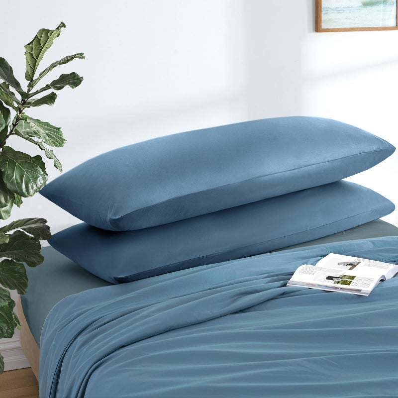 MILVOWOC 2Pcs Brushed Microfiber Body Pillowcases - 20 x 48 Inch  Slate Blue Pillow Case Set Non Slip Envelope Pillow Cover with Moisture Absorption and Anti-Wrinkle - Image 3