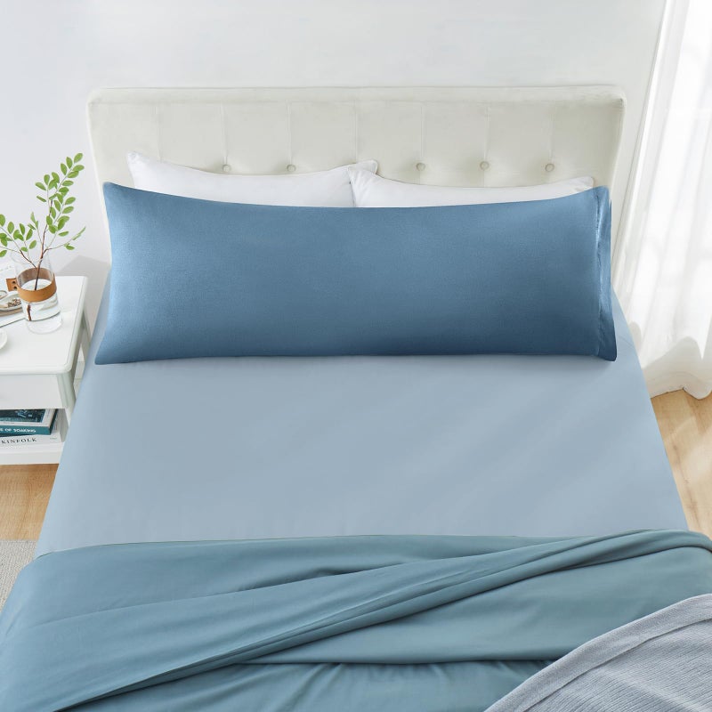MILVOWOC 2Pcs Brushed Microfiber Body Pillowcases - 20 x 48 Inch  Slate Blue Pillow Case Set Non Slip Envelope Pillow Cover with Moisture Absorption and Anti-Wrinkle - Image 5