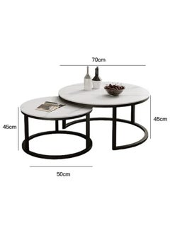AGD Style Coffee Tables Set Mordern , End Tables for Living Room 2 Round Nesting Tables  - Image 2
