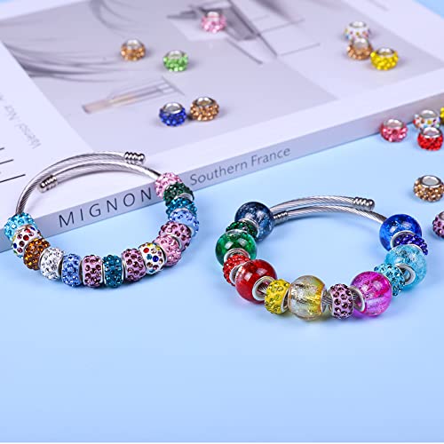 AIPRIDY European Large Hole Beads, Colorful Glass Charm Beads Set, Assorted Patterns and Designs (18 Color 216 Pcs) - Image 4