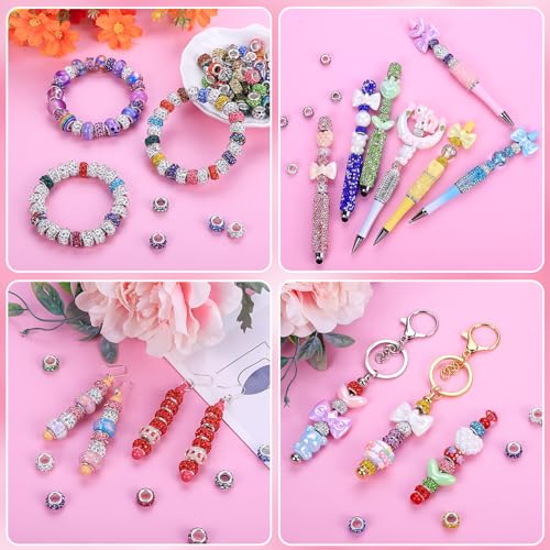 AIPRIDY European Large Hole Beads, Colorful Glass Charm Beads Set, Assorted Patterns and Designs (18 Color 216 Pcs) - Image 3
