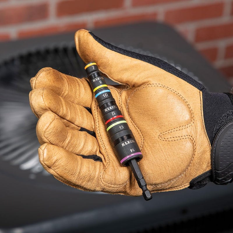 Klein Tools 32933M 6-in-1 Metric Impact Socket Set, 3 Flip Sockets with 7, 8, 10, 12, 13 and 14 mm Nut Driver Sizes, Impact Rated 5-Inch Shaft - Image 4