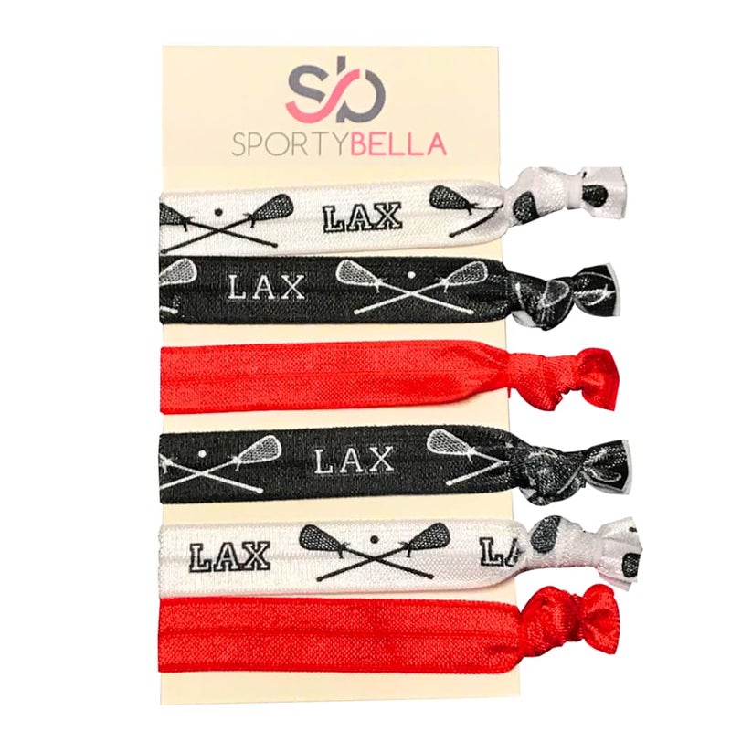 Infinity Collection Lacrosse Hair Accessories Lacrosse Hair Ties No Crease Lacrosse Hair Elastics Set Red